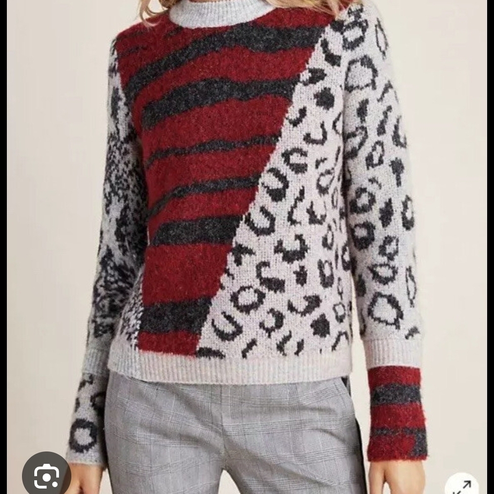 Moth Anthropologie Multicolor Patterned Turtleneck Sweater